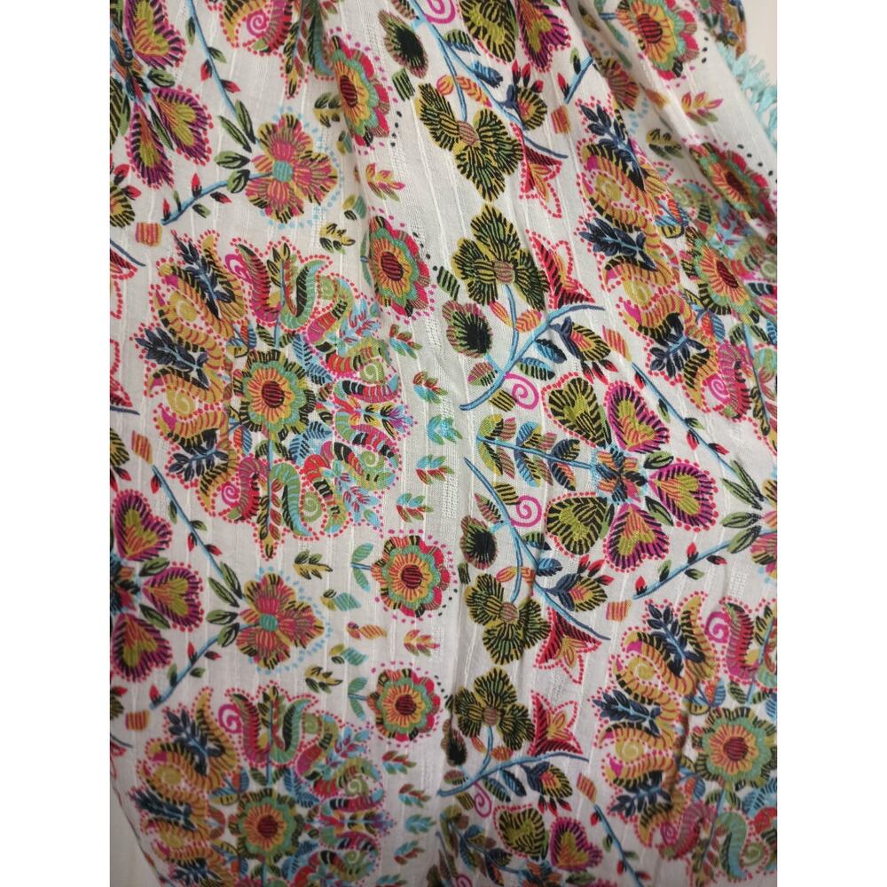 J Jill Womens Bohemian Floral Infinity Scarf Fringe Embroidered Colorful Hippie - Picture 4 of 6